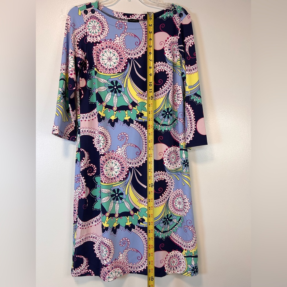 TALBOTS Jersey Shift Dress Spiral Paisley 3/4 sleeve knee length‎ Women’s Medium - Picture 4 of 10